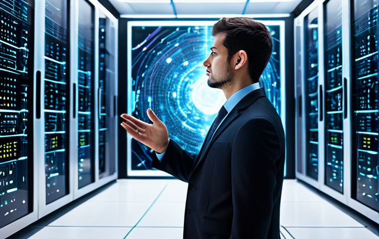 A professional data architect, fully clothed in a modest business suit, standing in a futuristic, luminous data center. Holographic displays float around, showing complex data streams, intricate neural networks, and abstract cloud computing symbols. The individual is looking at a dynamic data visualization, symbolizing intelligent data management and automation. Perfect anatomy, natural pose, correct proportions, well-formed hands, proper finger count, natural body proportions, professional photography, high quality, safe for work, appropriate content, modest, family-friendly.