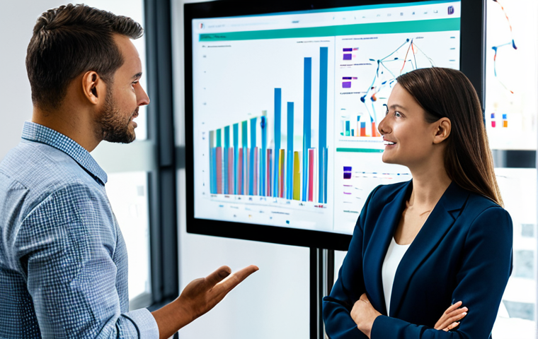 A professional marketing strategist, fully clothed in a modest business blazer, stands confidently in a bright, contemporary office setting. She gestures towards a large, transparent digital screen displaying complex data visualizations and intertwined network graphs, symbolizing the power of AI in understanding consumer behavior. Around her, a diverse team of colleagues, dressed in appropriate business attire, are engaged in collaborative discussion, reflecting transparent communication and authentic teamwork. The scene highlights a data-driven approach and community building, with perfect anatomy, correct proportions, well-formed hands, natural pose, and natural body proportions. This image is safe for work, appropriate content, and family-friendly.