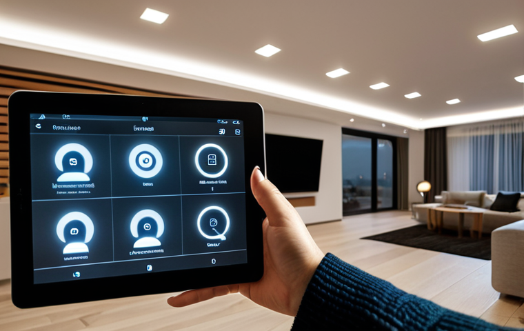 Smart Home Automation**
"A modern living room with smart home features, fully clothed woman controlling lights with a tablet, cozy atmosphere, showing automated blinds adjusting, ambient lighting, appropriate content, safe for work, perfect anatomy, natural proportions, professional interior design photography, high quality, well-formed hands, proper finger count, professional, modest clothing."
**