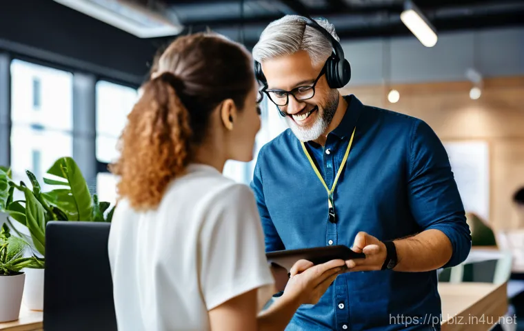 조직 변화 관리 - **Prompt 2: Open Communication and Empathetic Leadership**
    A bright, modern office space with a ...