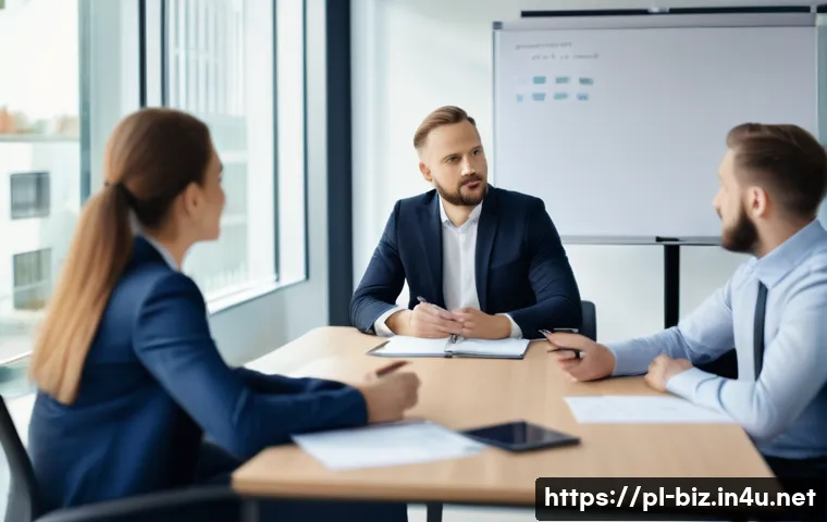 시장 조사 및 분석 - A professional setting showing a diverse group of Polish businesspeople engaged in a deep customer i...