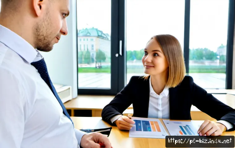Home 13 창업 관련 정부 지원 프로그램 - Photorealistic Polish startup founder meeting with a public business advisor in a bright municipal s...