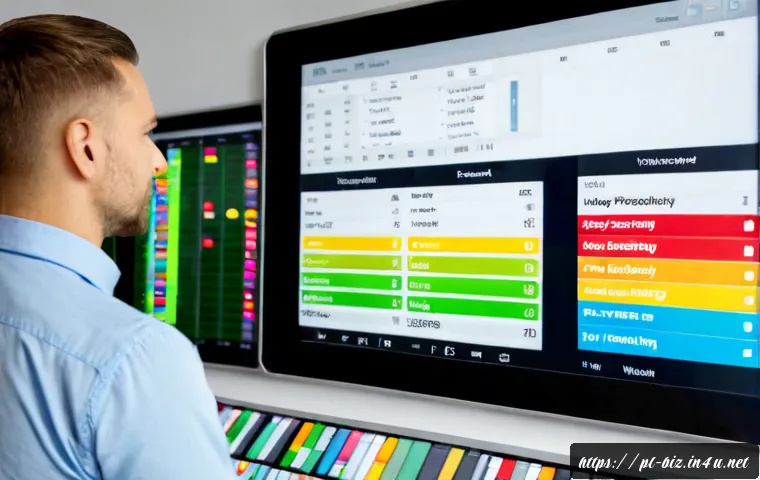 생산 계획 및 통제 - Photorealistic Polish manufacturing planner in a bright, modern factory office, reviewing a color-co...